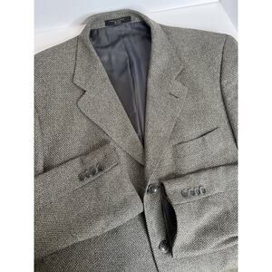 Versini Silk Jacket Mens 43R Gray SN Notch Textured Tweed Blazer 2 Button